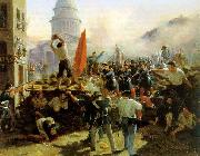 Horace Vernet Painting of a barricade on Rue Soufflot USA oil painting artist